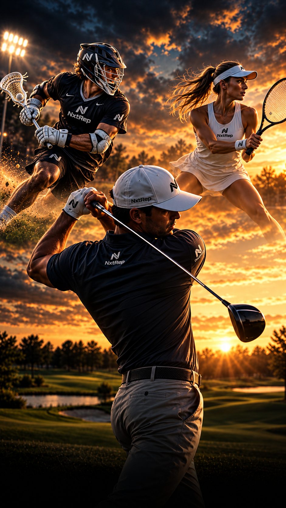 NxtREP athletes in golf, lacrosse, and tennis.